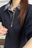 [004]撞色拼接假两件卫衣男半拉链上衣衬衫领polo衫A079-W19-P42，男装衬衫，电商A079