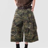 [008]迷彩风格牛仔短裤男款夏宽松阔腿七分裤A079-B122-P44，男装牛仔裤，电商A079