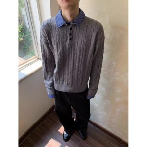 【263】毛衣纯色POLO领长袖毛衣针织衫A079-M511-P59图片