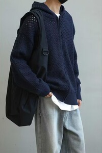 【网2】连帽毛衣外套男宽松长袖开衫A079-YM92-P44图片