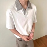 [012]拼接短袖polo衫男女款夏翻领t恤正肩半袖A079-T65-P29，男装T恤，电商A079