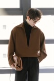【网137】假两件男长袖宽松拼接大V领衬衣外套A079-C02-P49，男装衬衫，电商A079