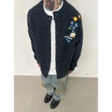 【网5】刺绣开衫毛衣男女宽松休闲情侣针织衫外套A079-MY420-P61，男装针织衫/毛衣，电商A079