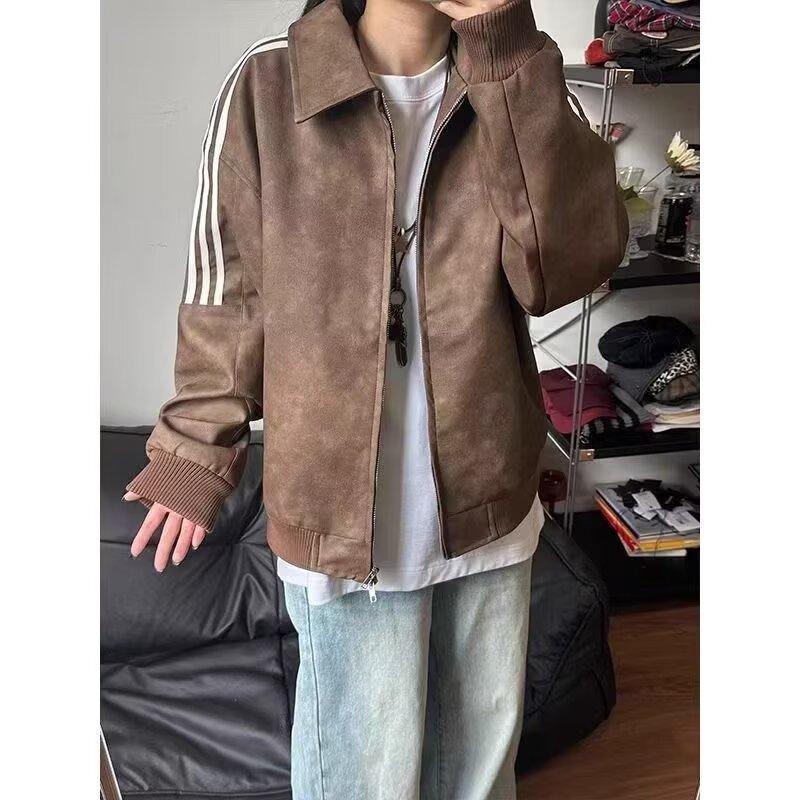 【网23】三条杠拼接立领运动夹克男宽松卫衣外套A079-J451-P63,男装夹克,电商A079