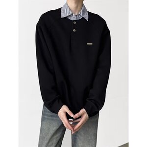 【网59】拼接假两件卫衣男秋冬2025新款宽松百搭A079-629-P42图片