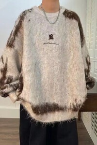 【网28】毛衣男秋冬潮牌拼色打底衫慵懒针织外套A079-M13-P51图片