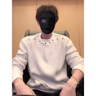 [003]金属装饰卫衣潮男重工T恤宽松长袖上衣 A079-T721-P45