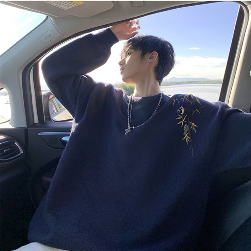 【网126】休外套闲新中式圆领毛衣男装2025新款秋季A079-6592-P43,男装针织衫/毛衣,电商A079