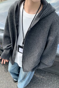 拉链开衫毛衣男秋冬季宽松休闲简约针织衫外套A079-MY47-P75图片