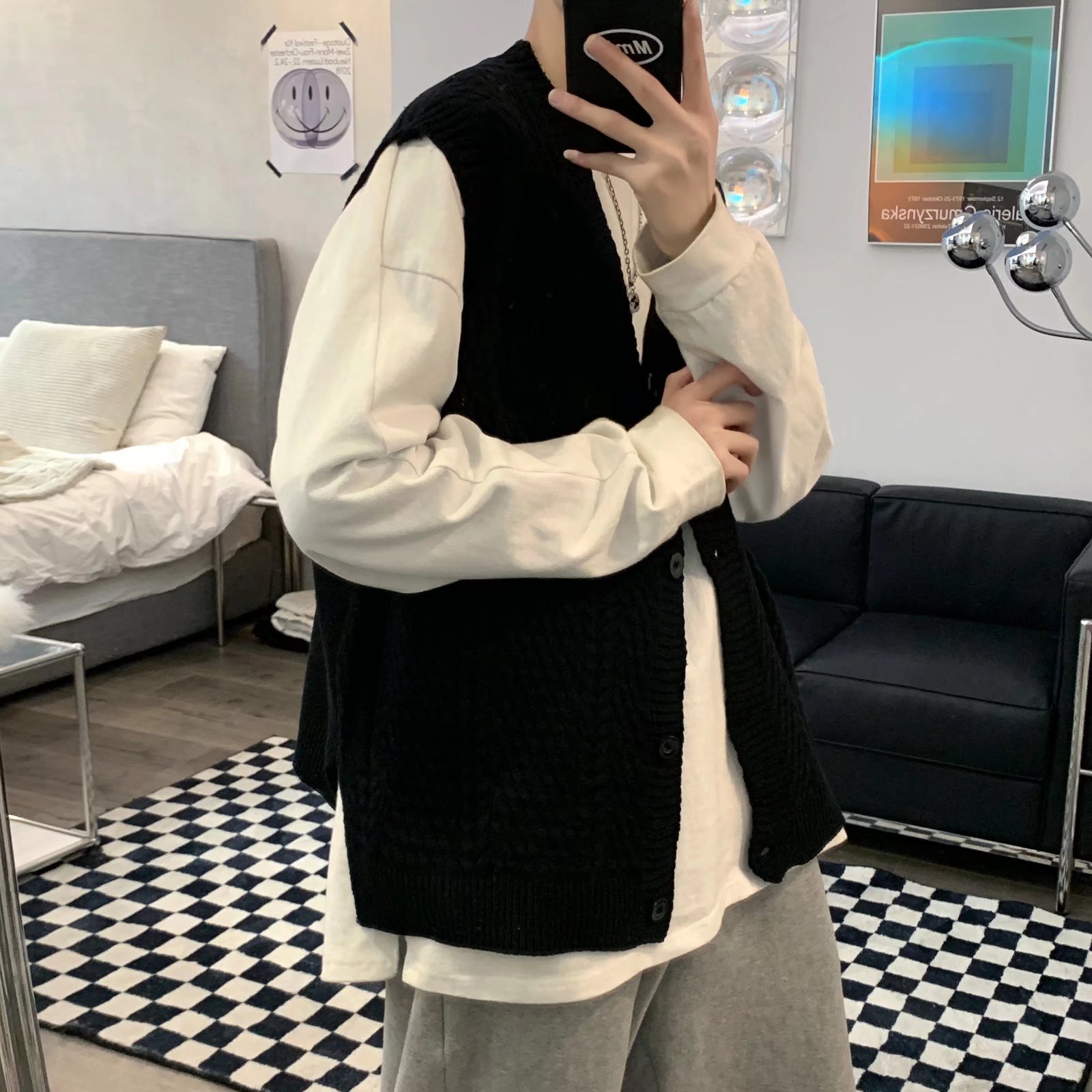 【21】针织开衫背心马甲男ins超火毛衣外套A079-0121-P39,男装背心/马甲,电商A079
