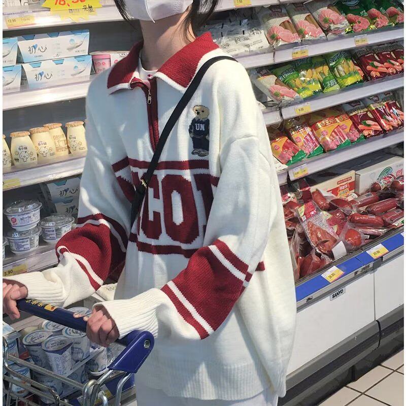 【网59】2针织衫毛衣女翻领宽松秋季休闲外套A079-583-P39图片