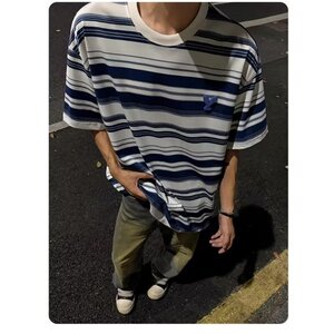 [003]新款宽松百搭圆领潮学生条纹短袖t恤男A079-SK42-P25图片