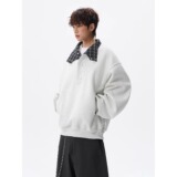 [004]格纹纽扣立领卫衣男款挺情侣短款外套A079-W408-P49，女装短外套，电商A079