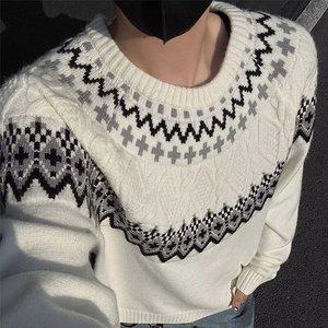 【300】5提花圆领针织衫男宽松情侣休闲打底毛衣A079-M9070-P56,男装T恤,电商A079