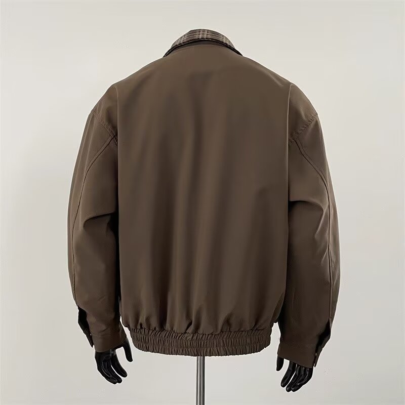 【12】假两件夹克棉服男拼接格子夹棉棒球服A079-6101夹棉-p82,男装夹克,电商A079