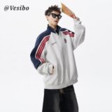 【网39】25秋季新款撞色拼接开衫立领外套男女卫衣A079-W78-P44，女装短外套，电商A079