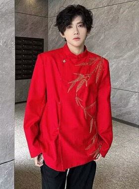 [001]男衣服立领中山装金竹刺绣礼服西装外套A079-XZ331-P69