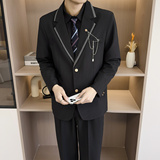 [007]制服西装男学院风徽章高校毕业照班服jk西服A079-JK40-P57，男装西服套装，电商A079