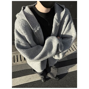 【网58】25秋冬美式纯色连帽开衫毛衣男女宽松A079-D78-P55图片