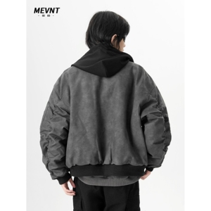 【网159】冬季假两件皮衣外套男夹棉棉服A079-K704-P70图片