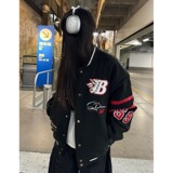 【123休闲】美式复古棒球服外套开衫卫衣A079-WY112-P66，女装短外套，电商A079