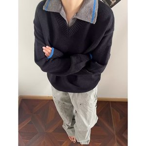 【211】大码日系加肥加大男款宽松加厚针织衫A079-A356-P51图片