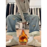 【002】小狗刺绣牛仔裤时尚宽松小众阔腿长裤潮A079-S748-P52，男装牛仔裤，电商A079