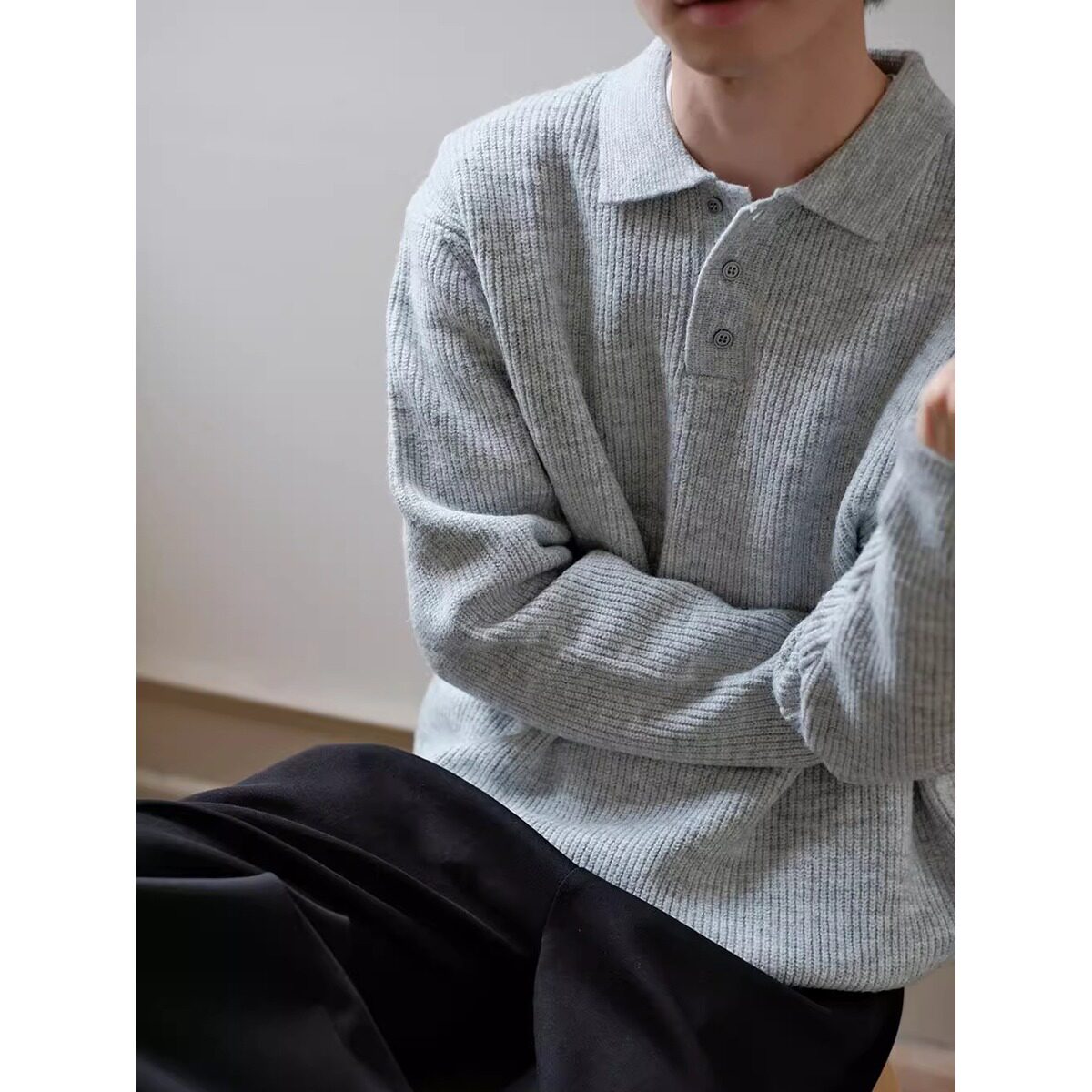 【001】5翻领POLO衫毛衣秋冬新款百搭针织毛衫A079-2521-P55,男装针织衫/毛衣,电商A079