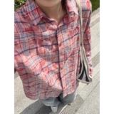 【网3】刺绣格子衬衫男女秋季长袖翻领衬衣A079-CS106-P42，男装衬衫，电商A079