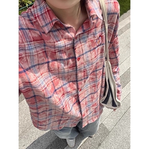 【网3】刺绣格子衬衫男女秋季长袖翻领衬衣A079-CS106-P42图片