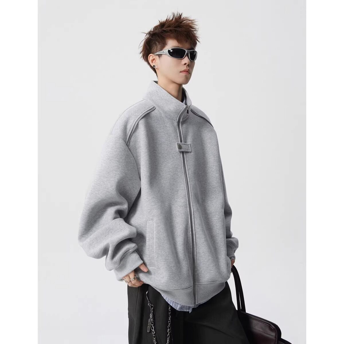[004]立领夹克外套男宽松百搭休闲运动开衫卫衣A079-W407-P49,男装夹克,电商A079