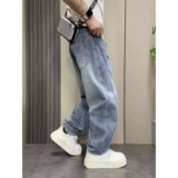 【279】水洗牛仔裤2025春季潮流宽松直筒休闲长裤A079-K8810-P49，男装牛仔裤，电商A079