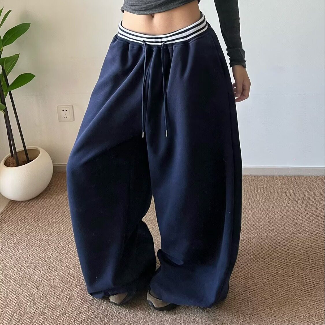 [002]色休闲裤百搭运动大码街舞男女弯刀卫裤A079-K1991-P46,男装休闲裤,电商A079