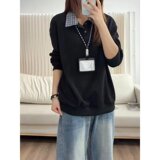 [004]休闲POLO领卫衣男假两件宽松上衣格子领A079-HY06-P39，男装Polo衫，电商A079