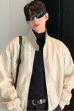 【77】休闲皮立领垫肩机车服夹克男装A079-PJK48-P64，男装夹克，电商A079