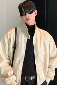 【77】休闲皮立领垫肩机车服夹克男装A079-PJK48-P64图片