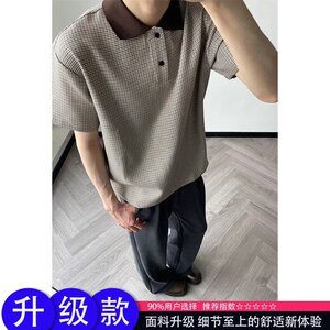 [012]撞色千鸟格翻领polo衫短袖休闲百搭T恤A079-S233-P35