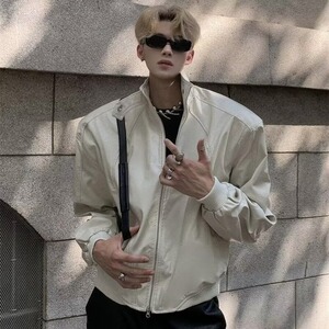 【77时尚】5休闲皮立领垫肩机车服夹克男装A079-PJK48-P64图片