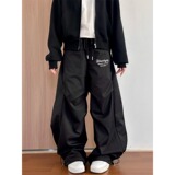 褶皱解构弯刀裤男女宽松休闲百搭阔腿拖地伞兵A079-K2025-P29，男装休闲裤，电商A079