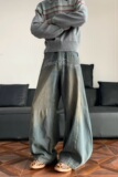 【网113】牛仔裤男秋冬做旧潮流直筒裤A079-8009-P54，男装牛仔裤，电商A079
