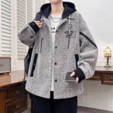 【网160】新款男士宽松可拆卸连帽大码休闲上衣A079-JK005-P75-78，男装卫衣，电商A079