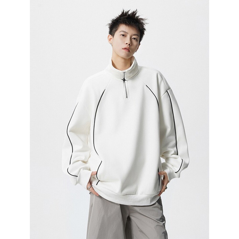 【网120】高领卫衣男生2025春秋季新款条纹A079-T56-P39,男装卫衣,电商A079