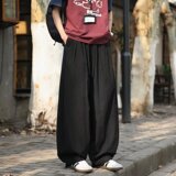 季垂感阔腿长裤男生大码宽松A079-K19-P41【网络图1】4-8XL元，男装休闲裤，电商A079