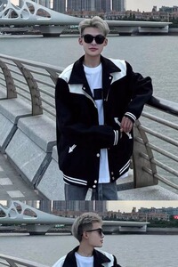 【网61秋季撞色拼接棒球服外套男宽松休闲百搭夹克A079-W702-P44图片