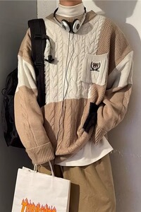【网59】情侣毛衣圆领宽松慵懒风针织衫上衣A079-593-P37图片
