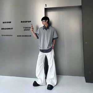 [012]休闲格子假两件polo衫短袖男宽松半袖T恤A079-D918-P35图片