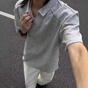 [012]纯色翻领T恤男女长袖T恤polo衫情侣装A079-D910-P30图片