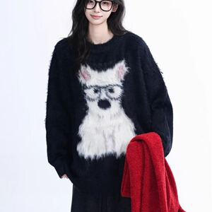 【005】5毛绒狗狗提花毛衣女秋冬新款针织衫A078-M101-P54图片