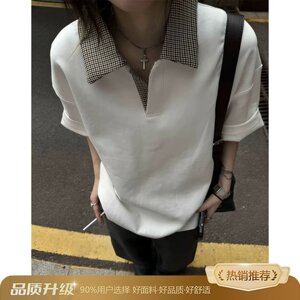 [003]千鸟格短袖T恤男宽松百搭polo衫翻领半袖A079-S243-P30