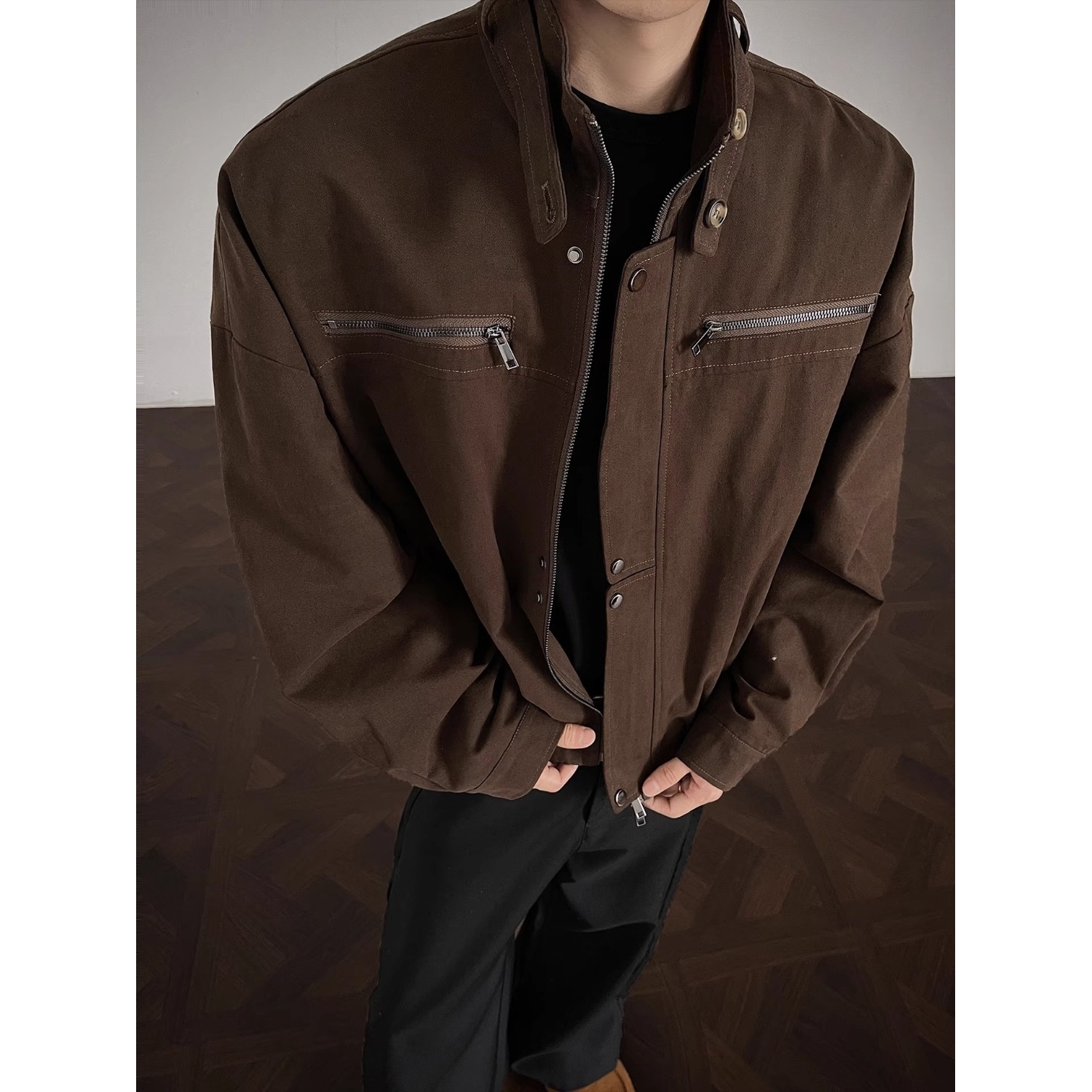 【7】立领工装夹克男女秋季覆古百搭潮外套A079-8577-P77，男装夹克，电商A079